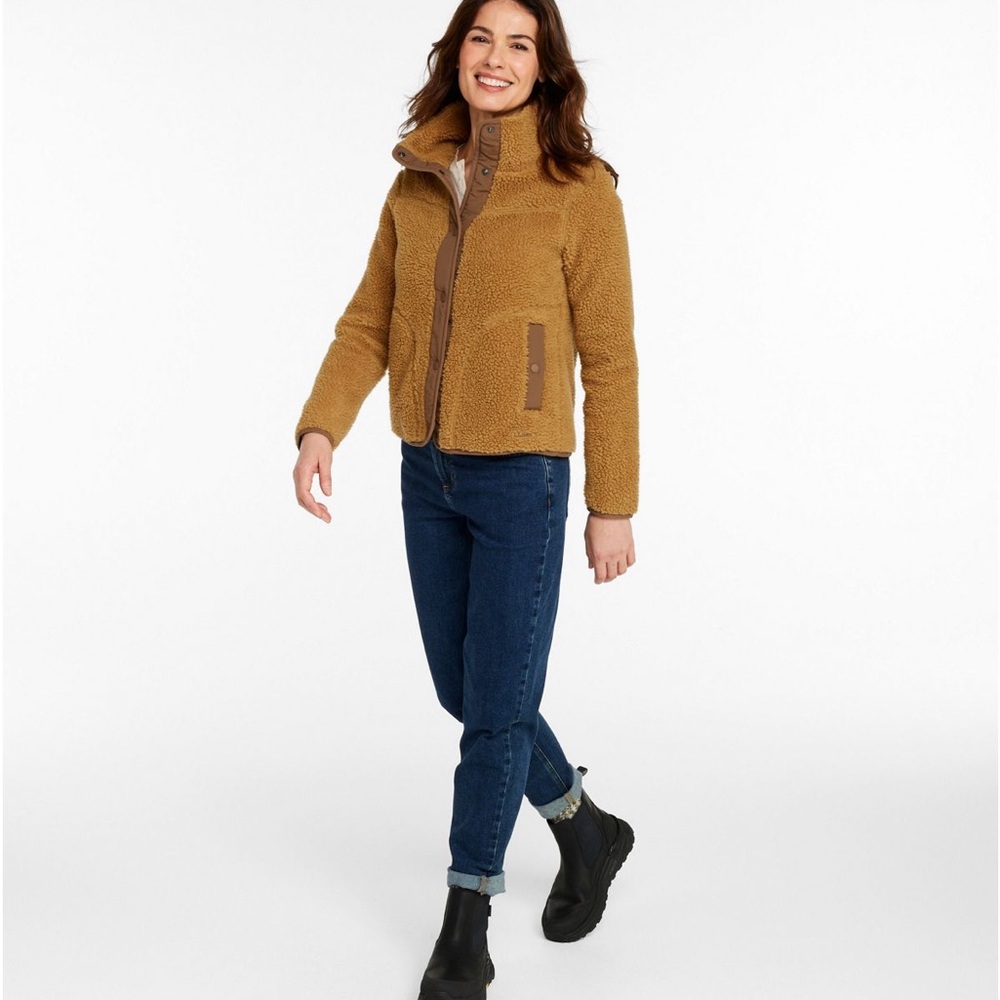 L.L. Bean’s Sherpa Fleece Jacket in Antique Gold - Picture 2 of 6